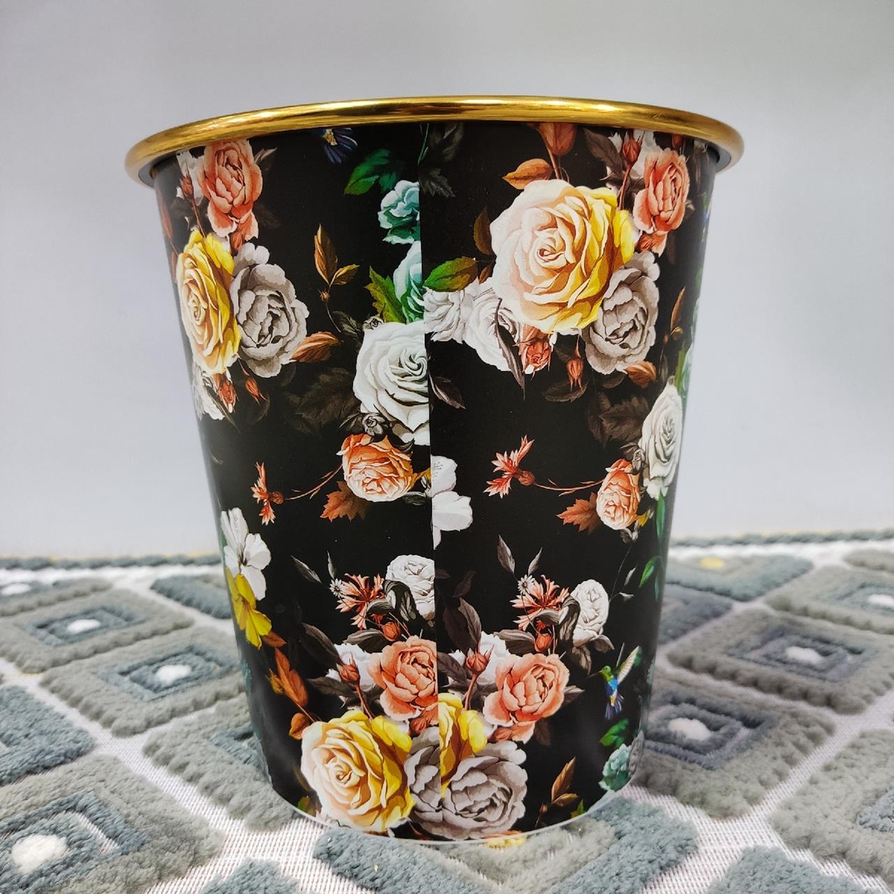 سطل پلاستیکی اتاق کودک مدل لبه طلایی