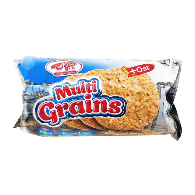 بیسکویت چند غله حاوی جو دوسر با شهد توت جمانه 190 گرمی