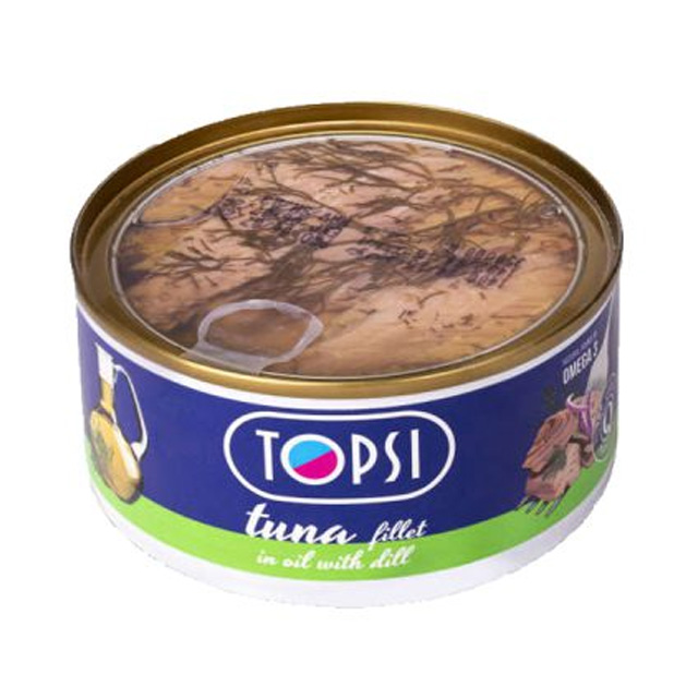کنسرو ماهی در روغن با شوید تاپسی 180 گرمی