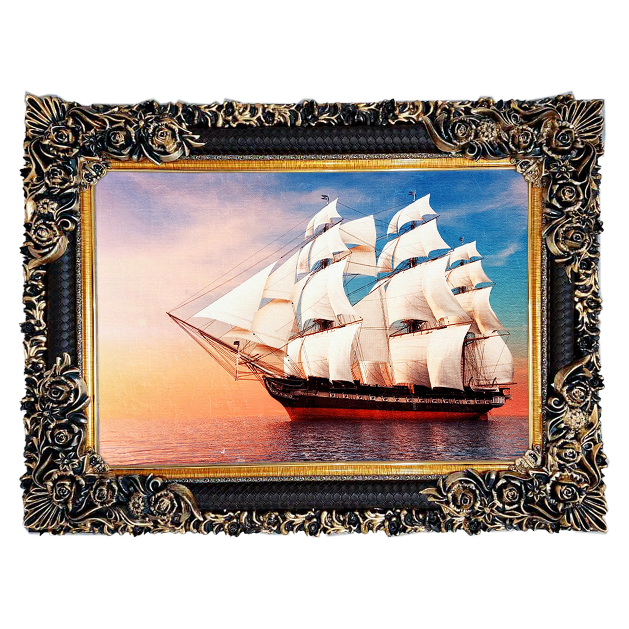 تابلو فرش چاپی طرح کشتی کد 10247 سایز 70×50 سانتی متری