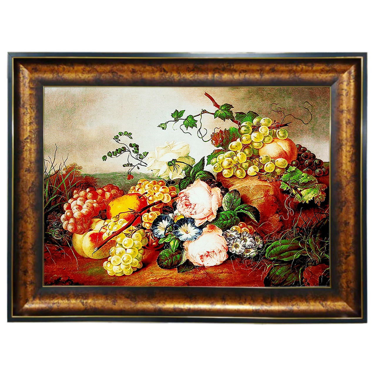 تابلو فرش چاپی طرح گل و میوه کد 12032 سایز 100×50 سانتی متری