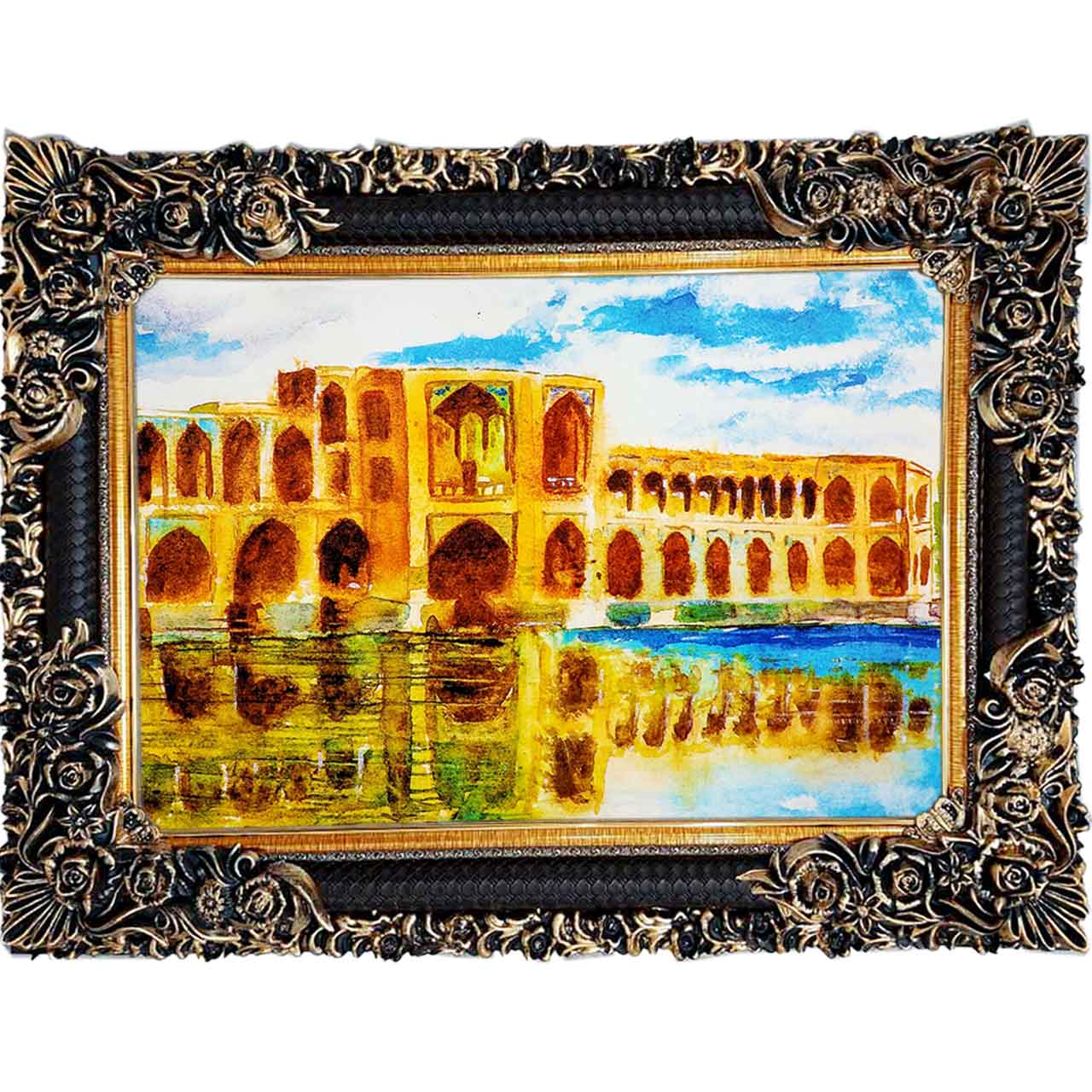 تابلو فرش چاپی طرح سی و سه پل کد 10235 سایز 100×70 سانتی متری