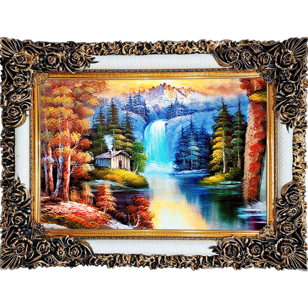 تابلو فرش چاپی طرح آبشار کد 10059 سایز 100×70 سانتی متری