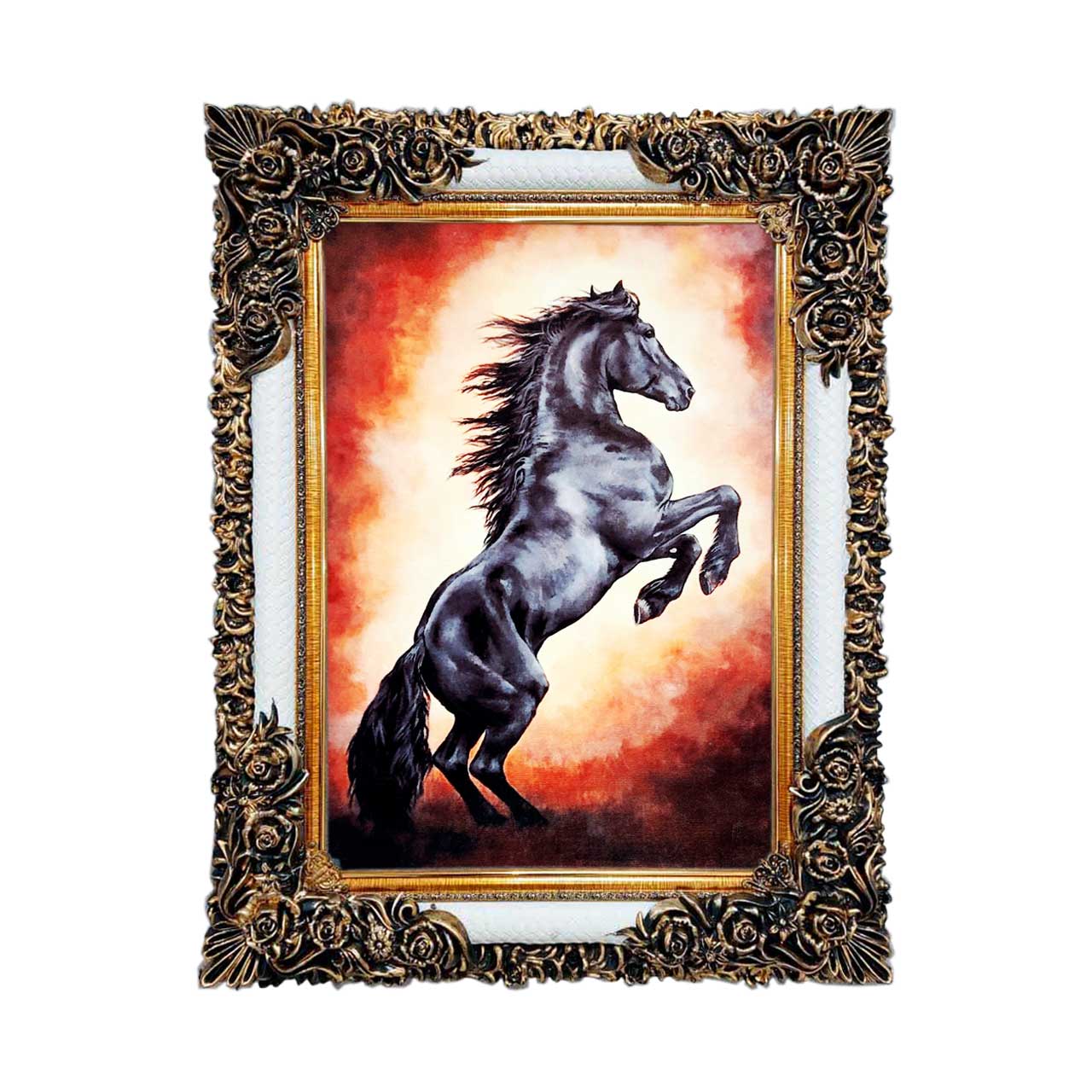 تابلو فرش چاپی طرح اسب کد 14305 سایز 50×50 سانتی متری