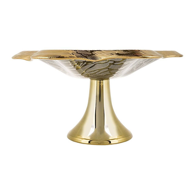 میوه خوری پایه دار مرمر طلایی طرح گلپر کد 039993