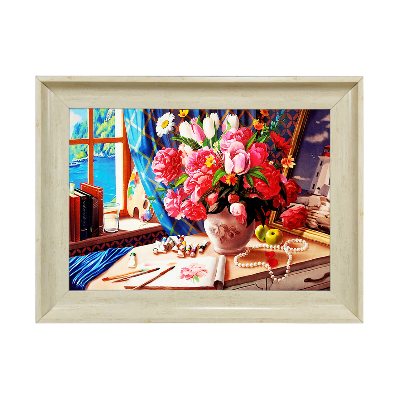 تابلو فرش چاپی طرح گل کد 12003 سایز 50×35 سانتی متری