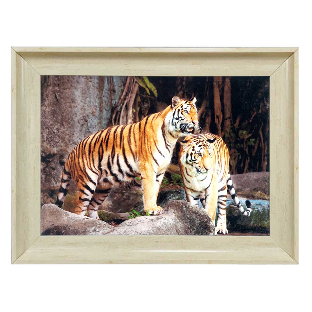 تابلو فرش چاپی طرح ببر کد 14069 سایز 70×50 سانتی متری