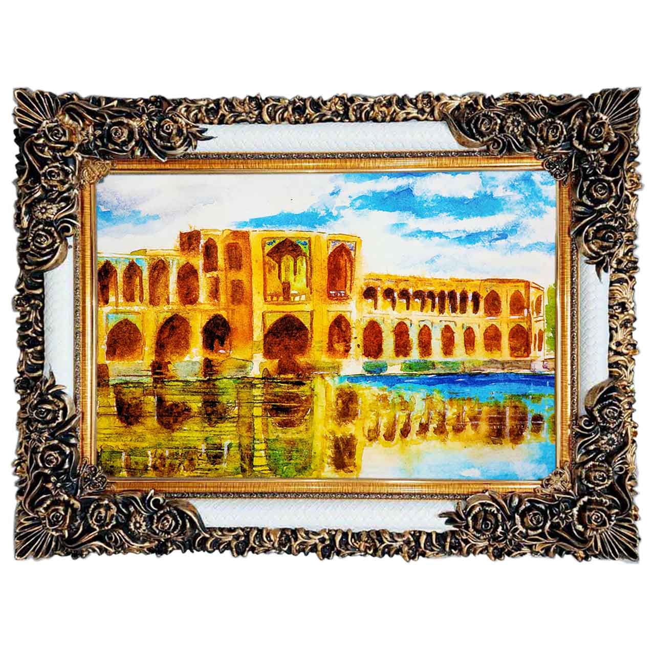 تابلو فرش چاپی طرح سی  و سه پل کد 10235 سایز 100×50 سانتی متری