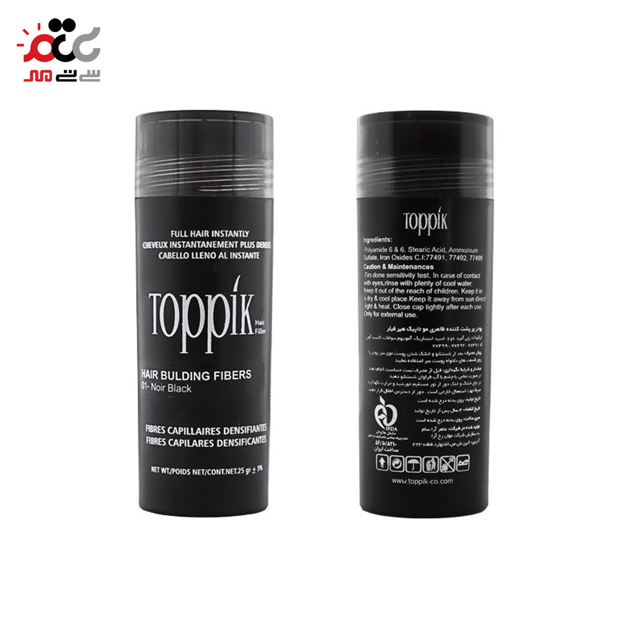 پودر پرپشت کننده مو تاپیک کد 01 رنگ مشکی تیره 25 گرمی