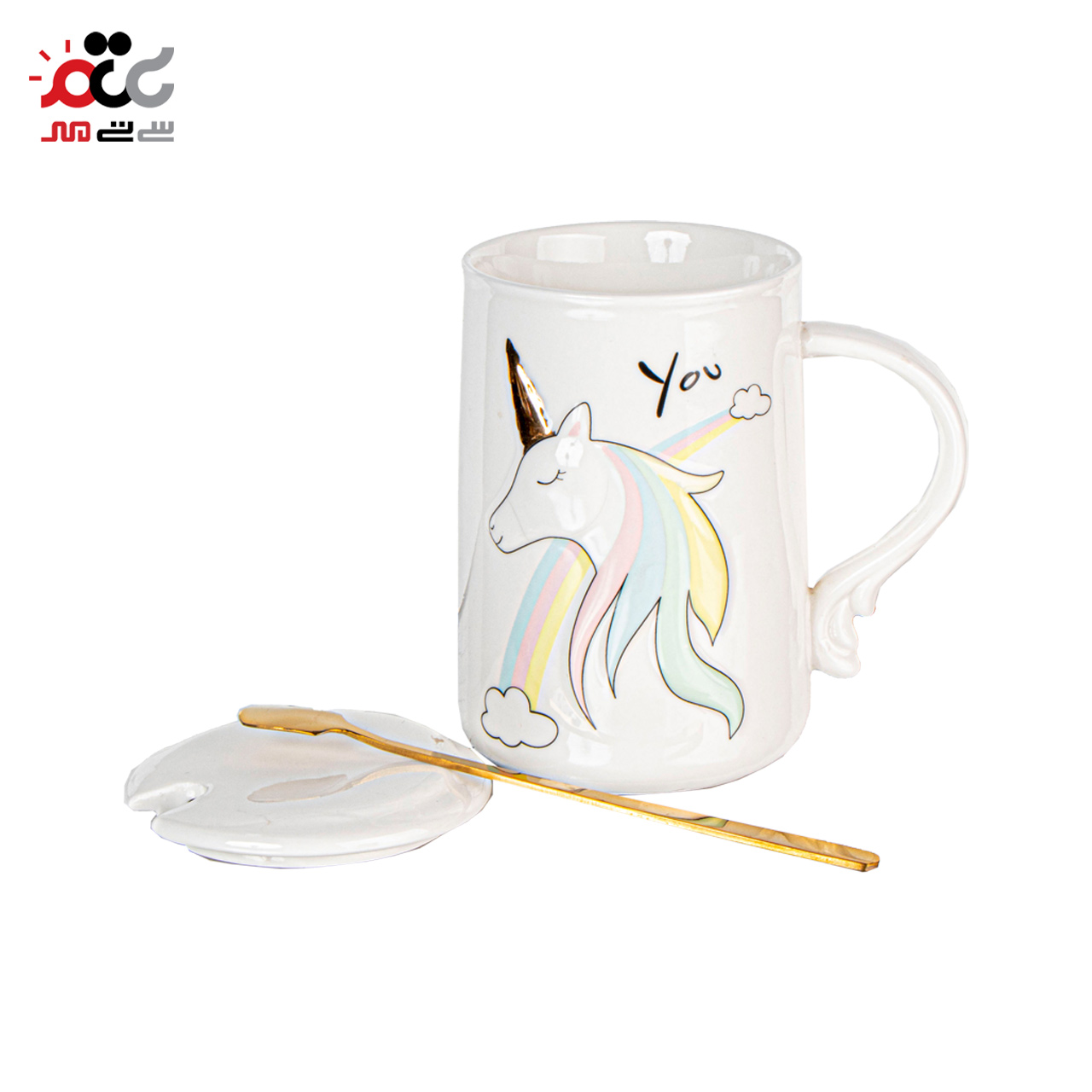 ماگ سرامیکی مدل درب دار طرح یونیکورن کد 6