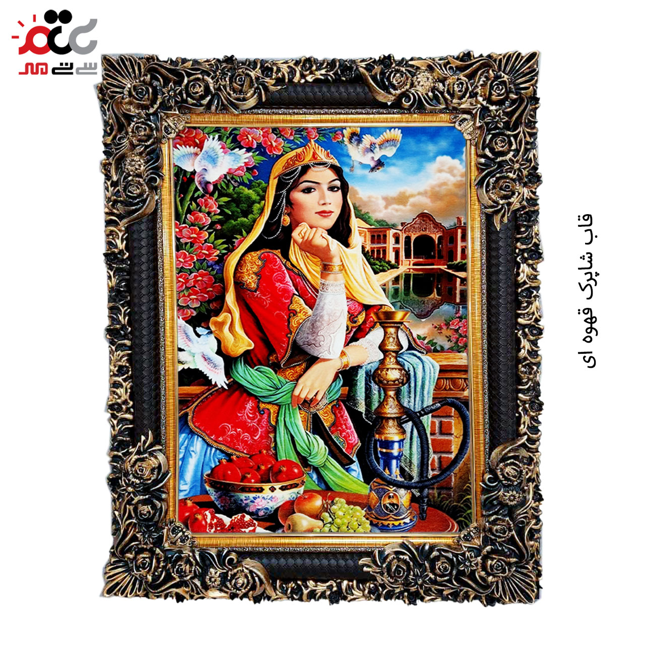 تابلو فرش چاپی طرح بانو کد 13010 سایز 100×70 سانتی متری