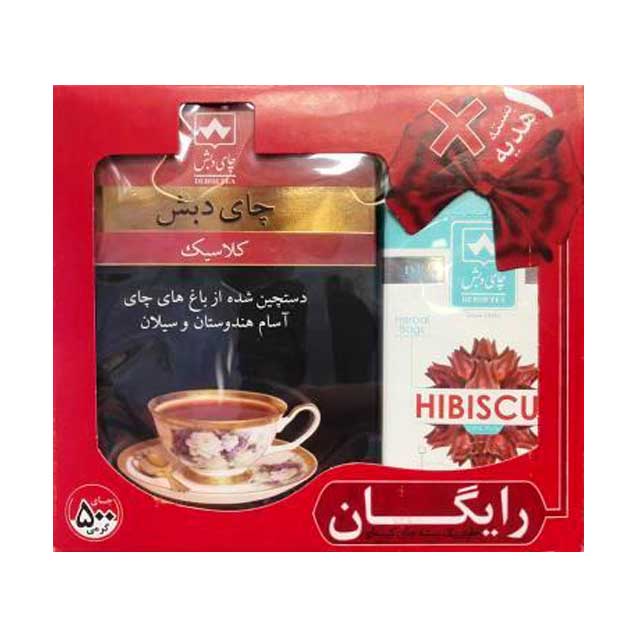 چای کلاسیک دبش 500 گرمی به همراه هدیه چای کیسه ای ترش
