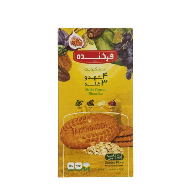 بیسکویت چهار شهد و سه غله فرخنده 330 گرمی