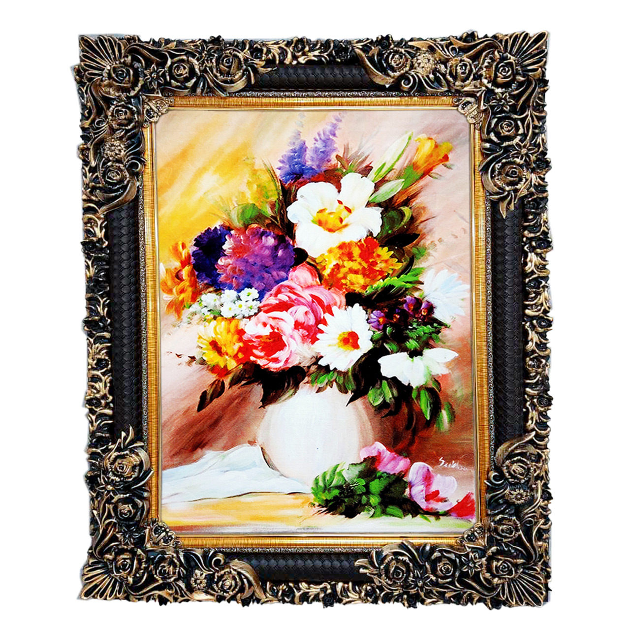 تابلو فرش چاپی طرح گل کد 12329 سایز 70×50 سانتی متری