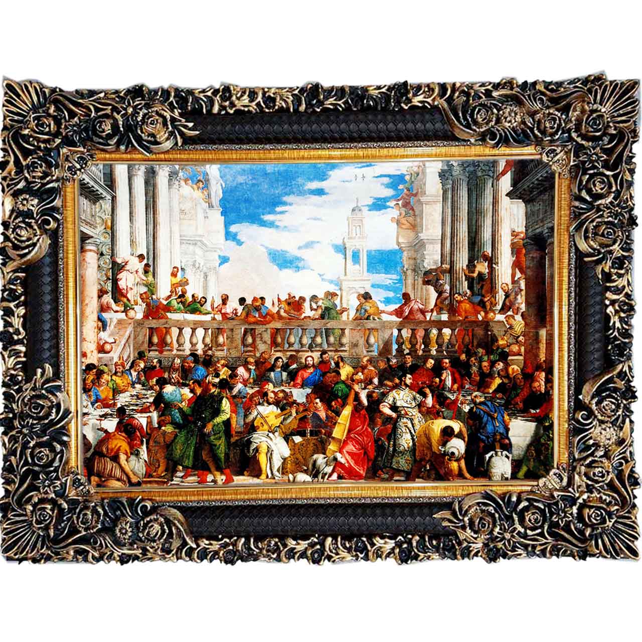 تابلو فرش چاپی طرح ضیافت کد 11090 سایز 100×70 سانتی متری