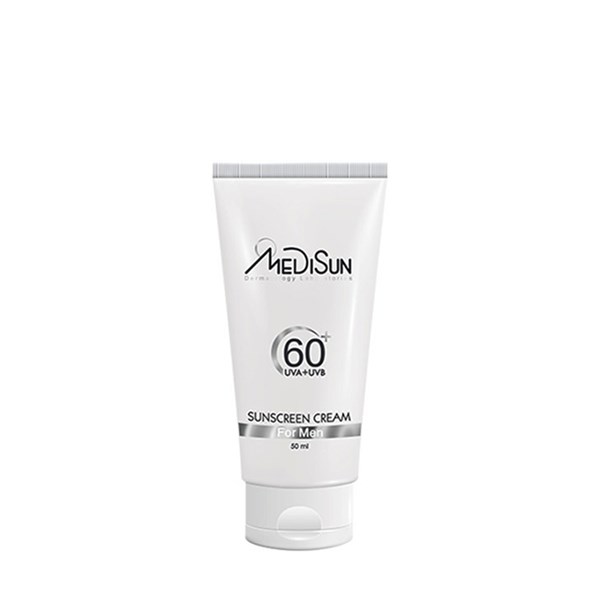 کرم ضد آفتاب بی رنگ آقایان مدیسان مدل SPF 60 مناسب انواع پوست حجم 50 میلی لیتری
