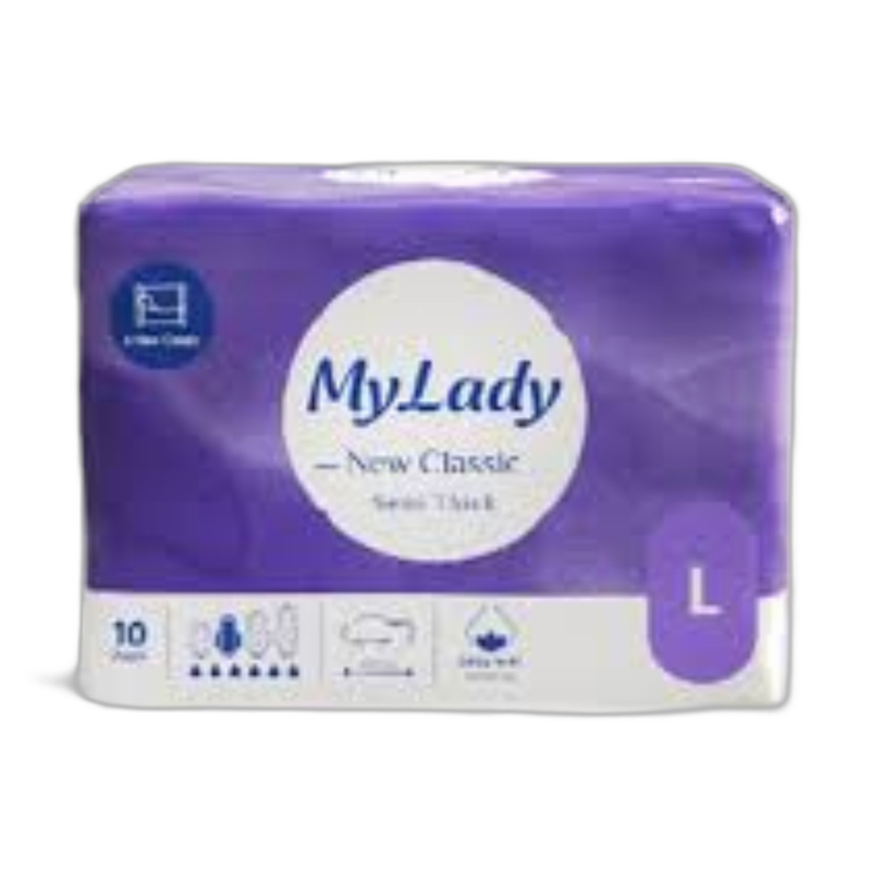 نوار بهداشتی سه تاشده بالدار پنبه ای مای لیدی سایز بزرگ 10 عددی