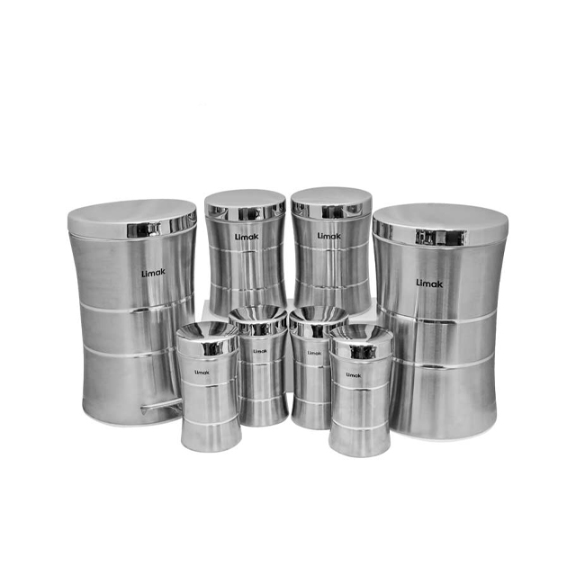 سرویس آشپزخانه کمرباریک 8 پارچه لیمواک استیل درب کروم