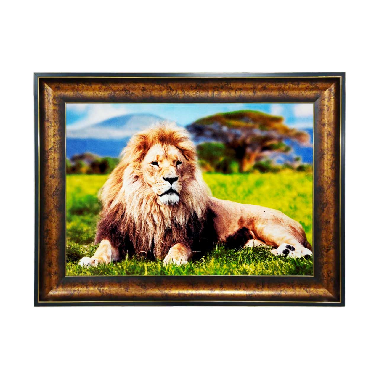 تابلو فرش چاپی طرح شیر کد 14006 سایز 50×35 سانتی متری