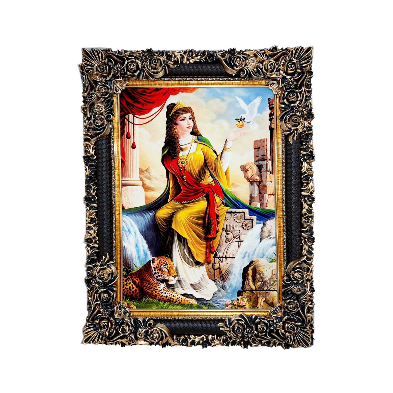 تابلو فرش چاپی طرح هخامنش کد 13001 سایز 50×35 سانتی متری