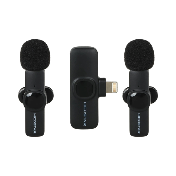 میکروفون یقه ای بی سیم Hicostar Lightning مدل HS-MC522i - دو میکروفون (کارکرده)