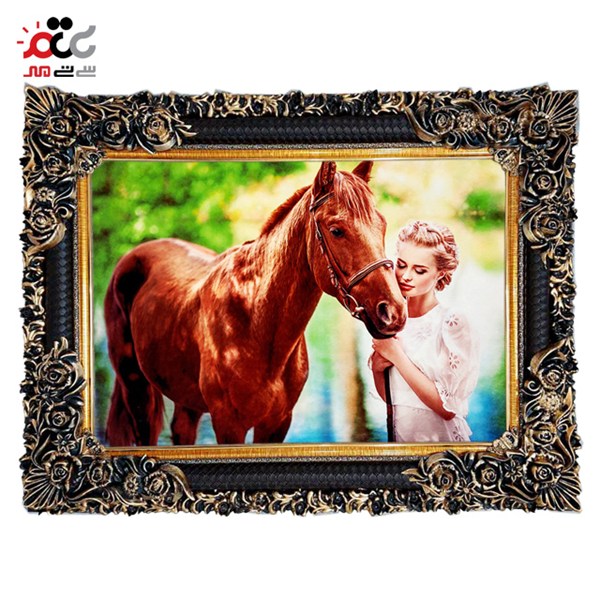 تابلو فرش چاپی طرح اسب کد 13303 سایز 100×50 سانتی متری