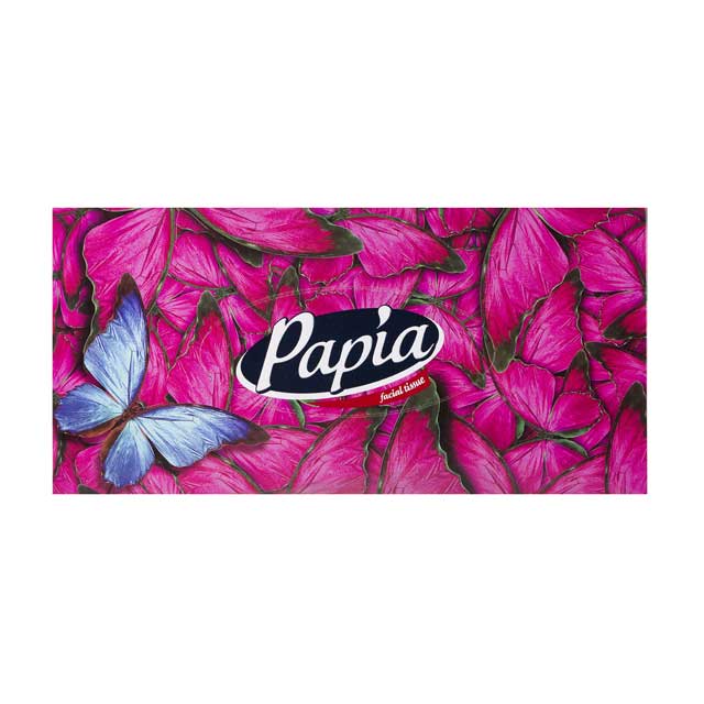 دستمال کاغذی پاپیا طرح گل و پروانه 150 برگ 2 لایه 