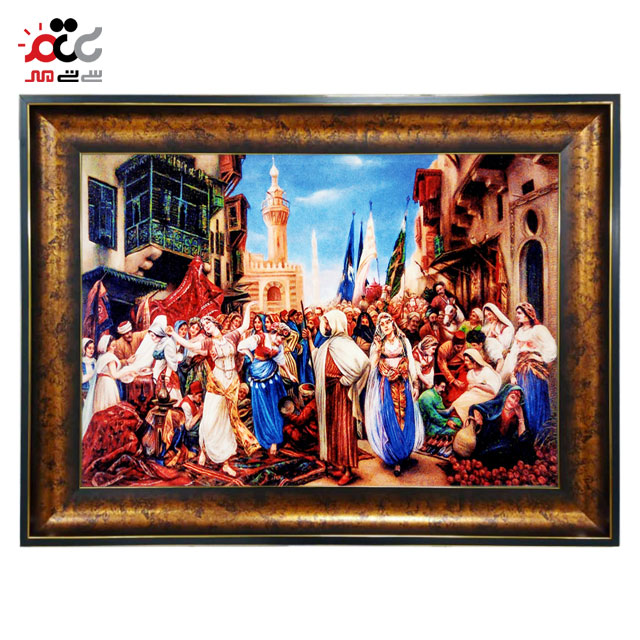 تابلو فرش چاپی طرح روستا کد 13319 سایز 70×50 سانتی متری