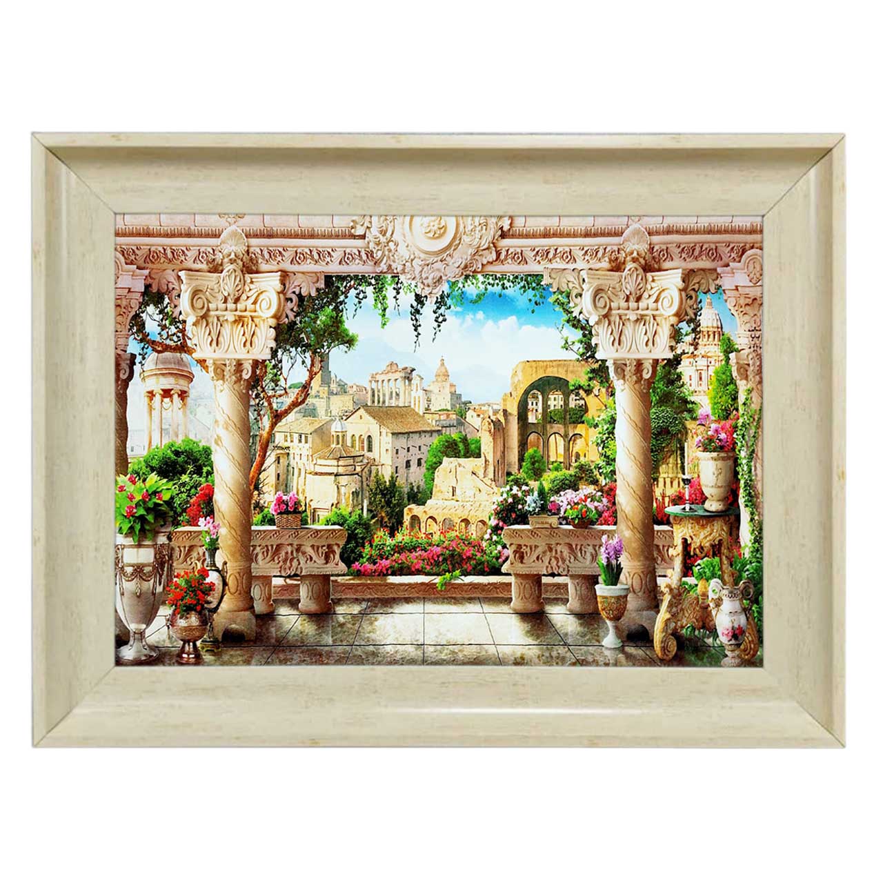 تابلو فرش چاپی طرح کاخ کد 10276 سایز 70×50 سانتی متری