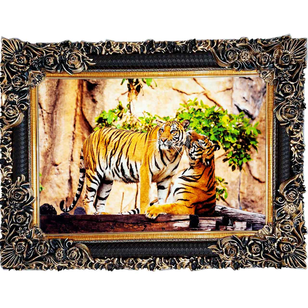 تابلو فرش چاپی طرح ببر کد 14030 سایز 100×70 سانتی متری