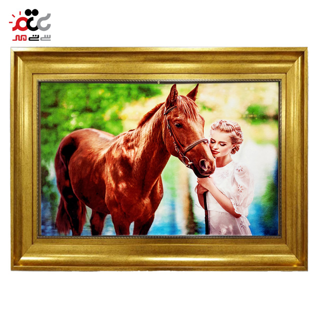 تابلو فرش چاپی طرح اسب کد 13303 سایز 70×50 سانتی متری