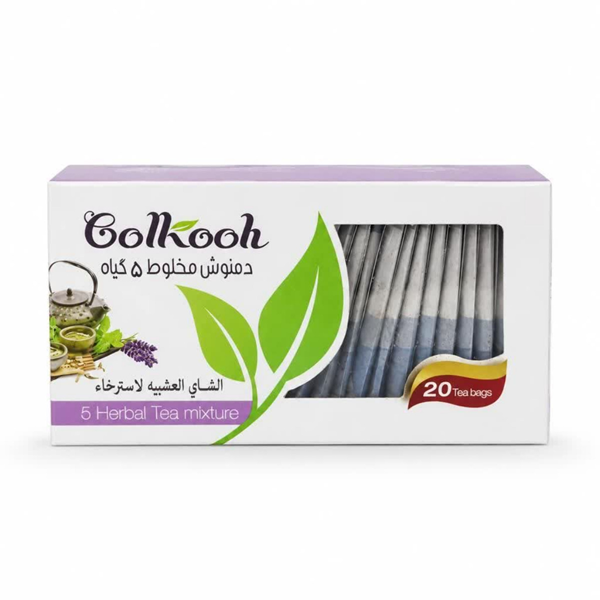 دمنوش کیسه ای مخلوط 5 گیاه گلکوه 20 عددی