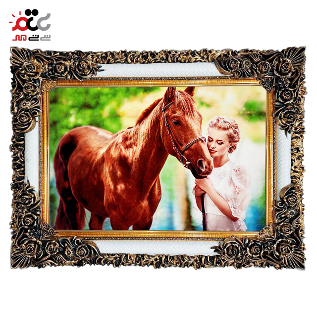 تابلو فرش چاپی طرح اسب کد 13303 سایز 50×50 سانتی متری