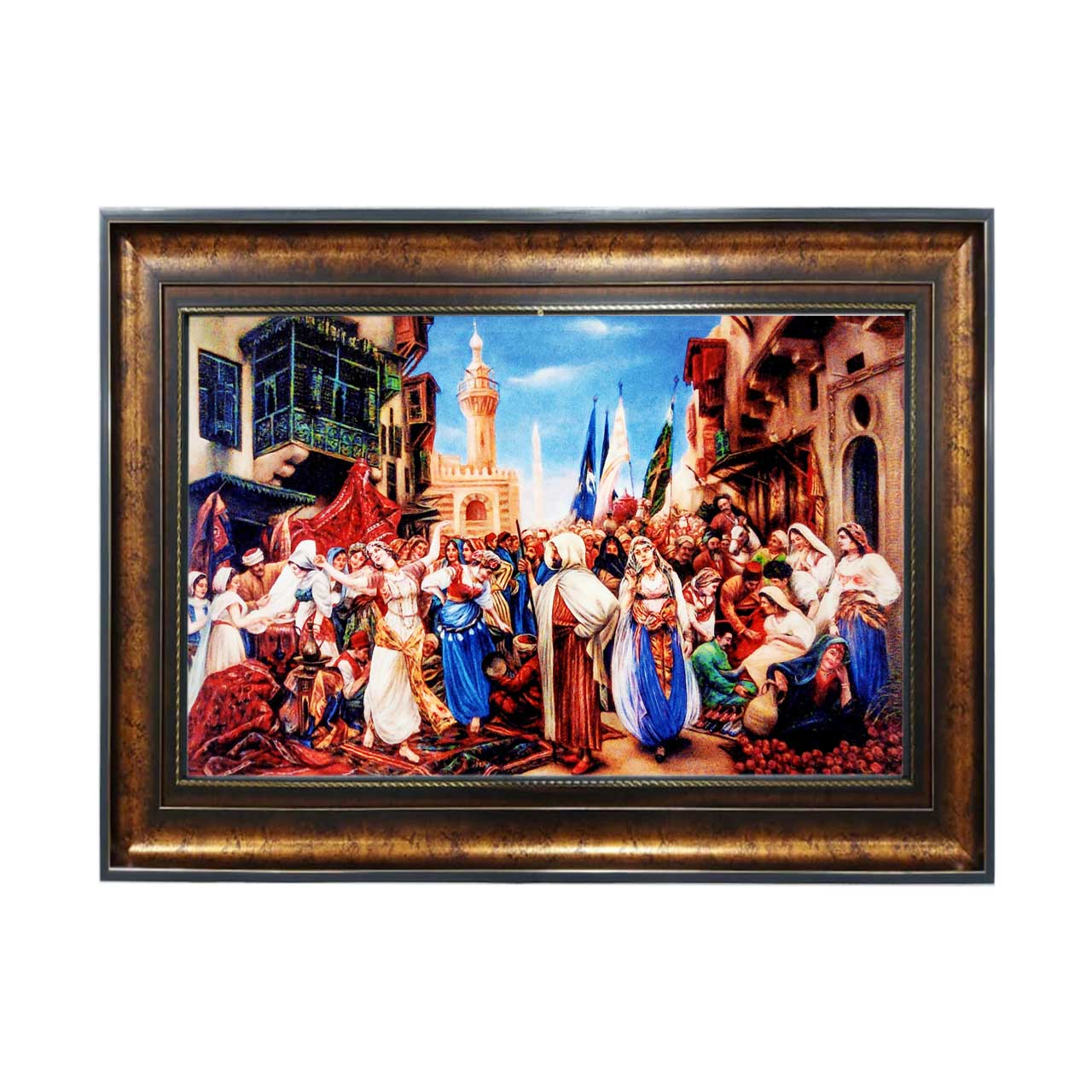 تابلو فرش چاپی طرح روستا کد 13319 سایز 50×35 سانتی متری