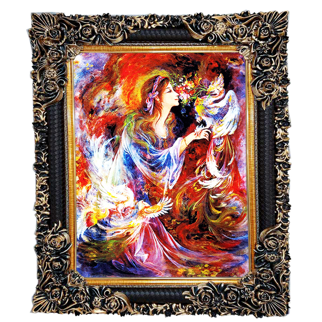 تابلو فرش چاپی طرح مینیاتوری کد 16005 سایز 50×100 سانتی متری