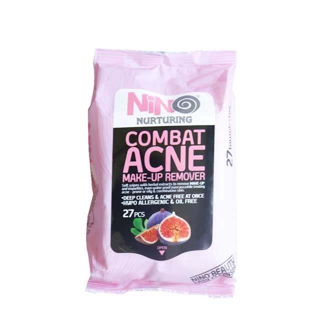 دستمال مرطوب پاک کننده آرایش نینو مدل ضد آکنه 27 عددی