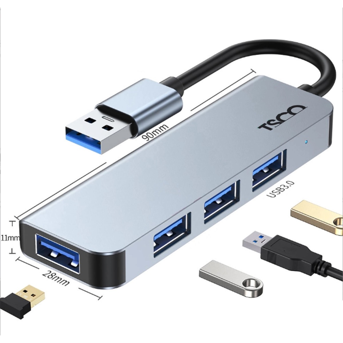 هاب 4 پورت TSCO USB3.0 مدل THU 1142 - خاکستری (گارانتی 12 ماهه تسکو)