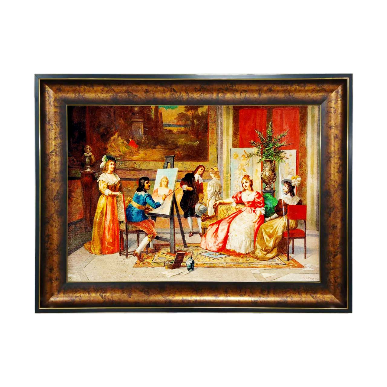 تابلو فرش چاپی طرح نقاش کد 11036 سایز 50×35 سانتی متری