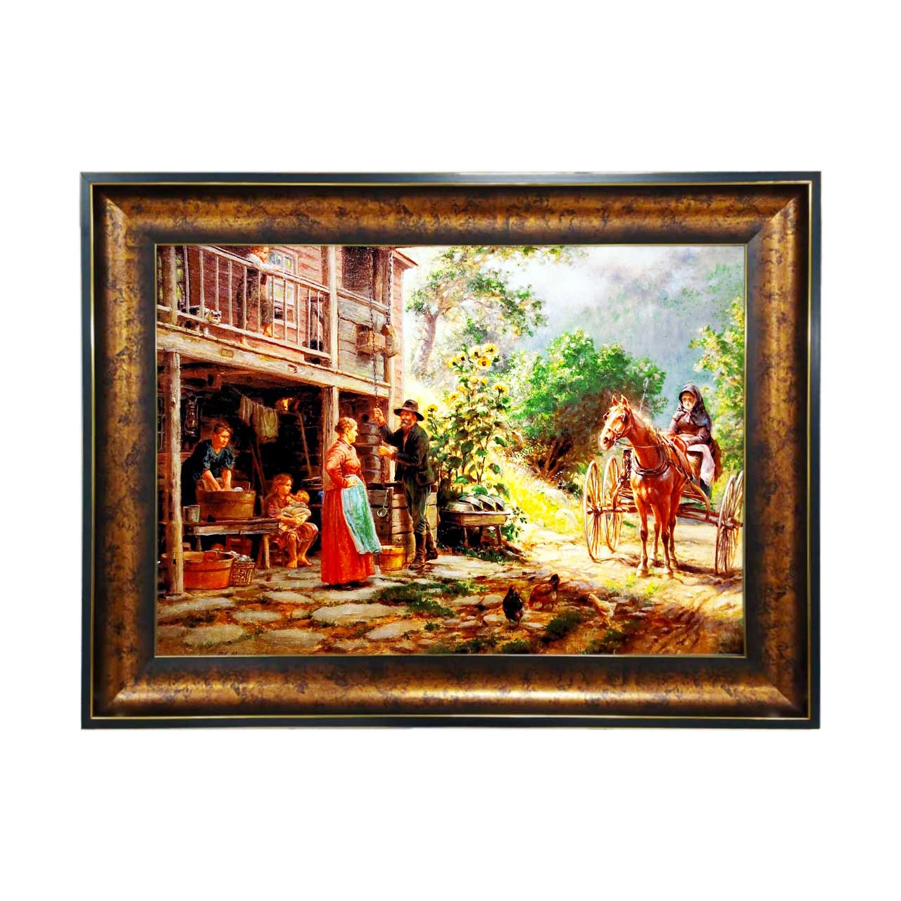 تابلو فرش چاپی طرح دهکده کد 11066 سایز 50×35 سانتی متری