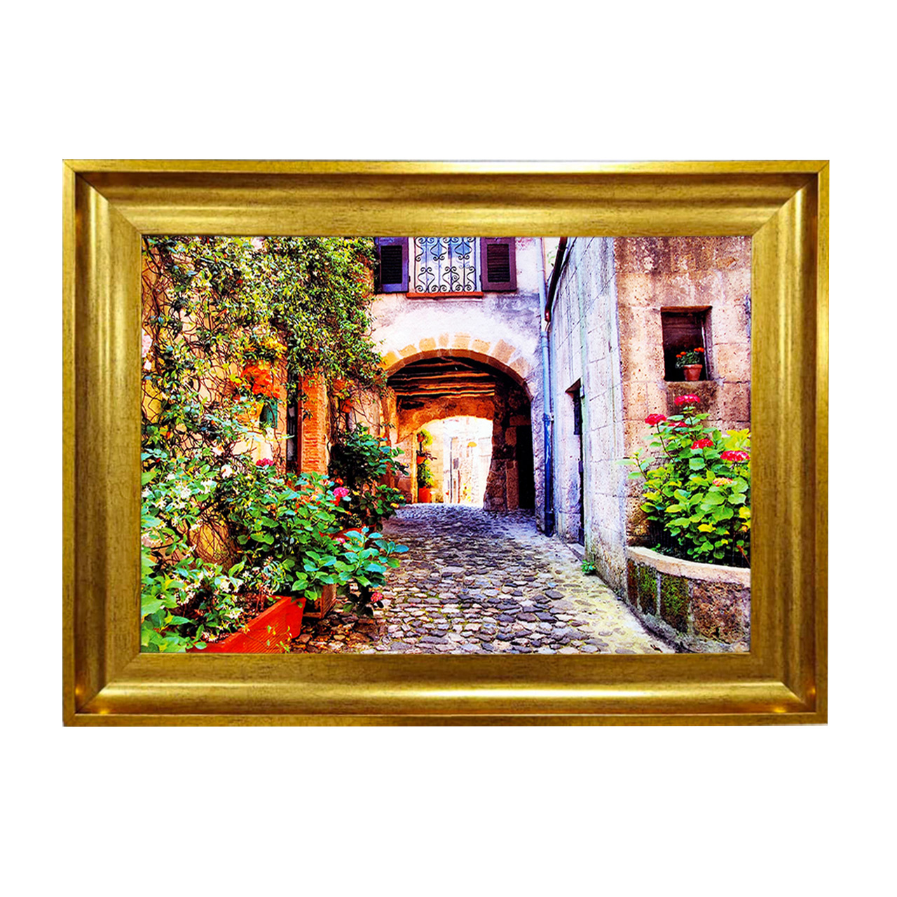 تابلو فرش چاپی طرح کوچه باغ کد 10215 سایز 50×50 سانتی متری