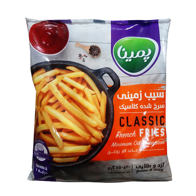 سیب زمینی سرخ شده منجمدپمینا 750 گرمی