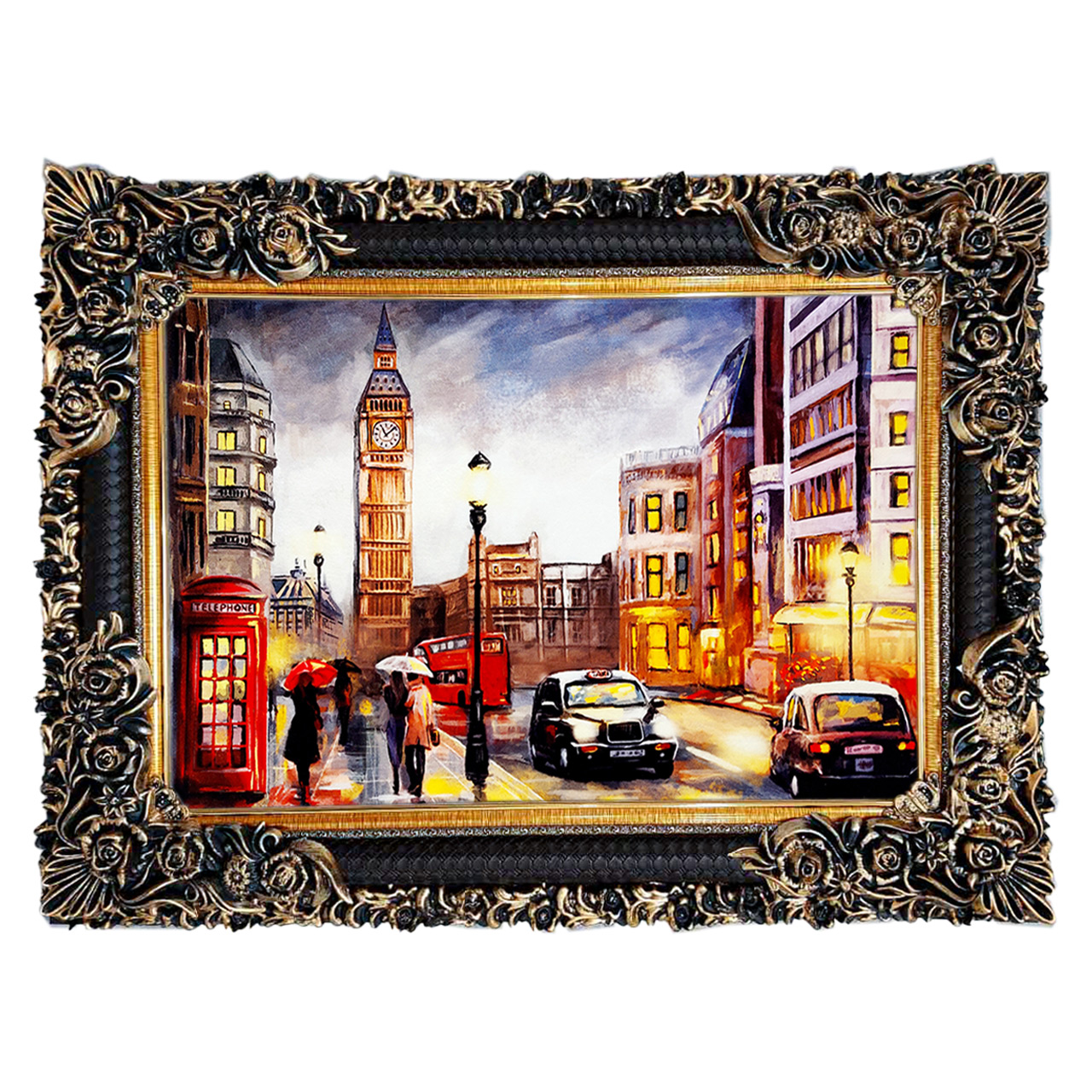 تابلو فرش چاپی طرح خیابان کد 10114 سایز 70×50 سانتی متری