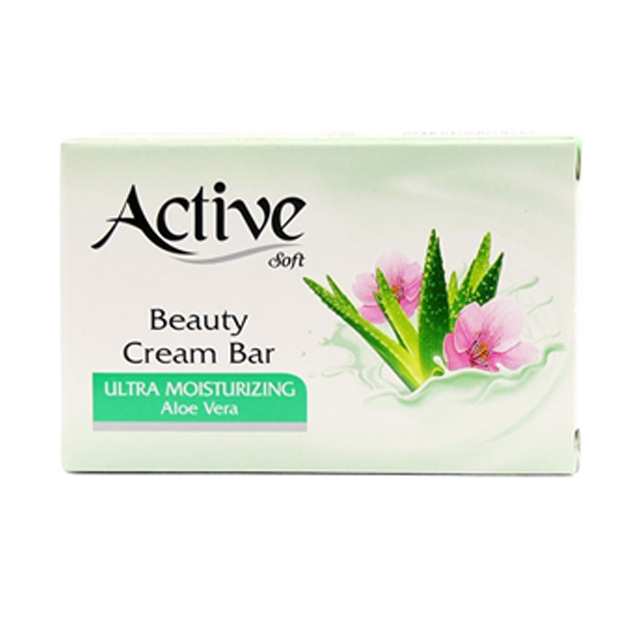 صابون کرمی اکتیو حاوی رایحه آلوئه ورا و گل 125 گرمی