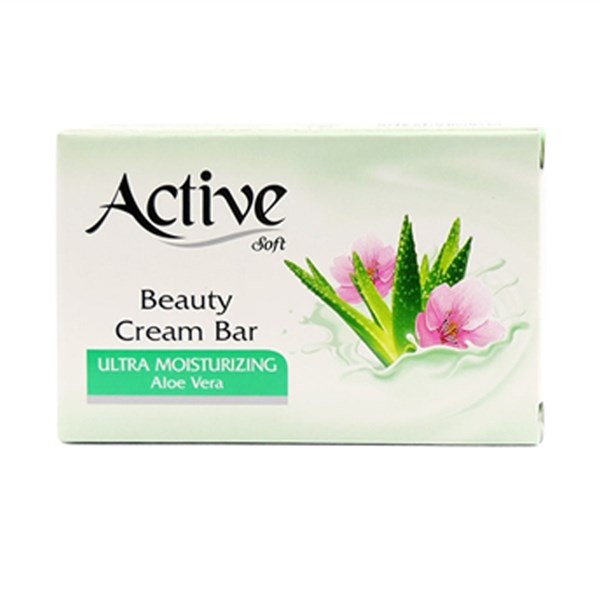 صابون کرمی اکتیو حاوی رایحه آلوئه ورا و گل 125 گرمی
