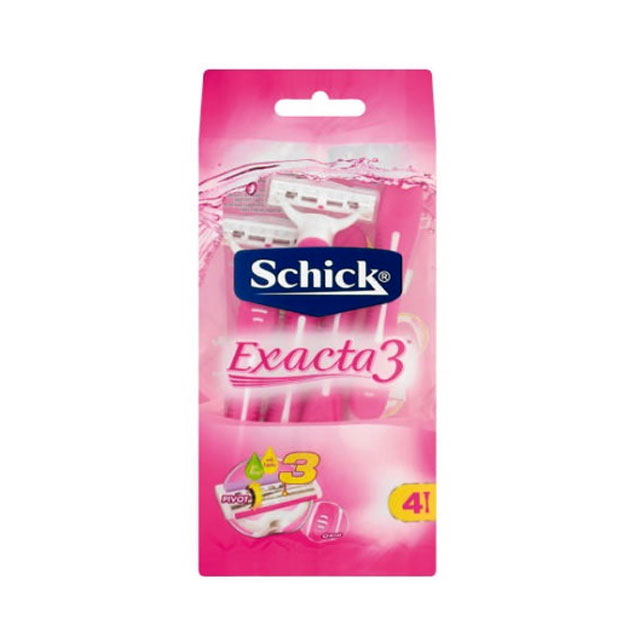 تیغ اصلاح زنانه 3 لبه شیک مدل Exacta بسته 4 عددی