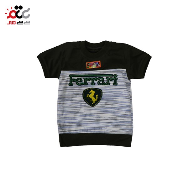 ست تیشرت و شلوارک بچگانه سبز ارتشی طرح Ferrari سایز 40