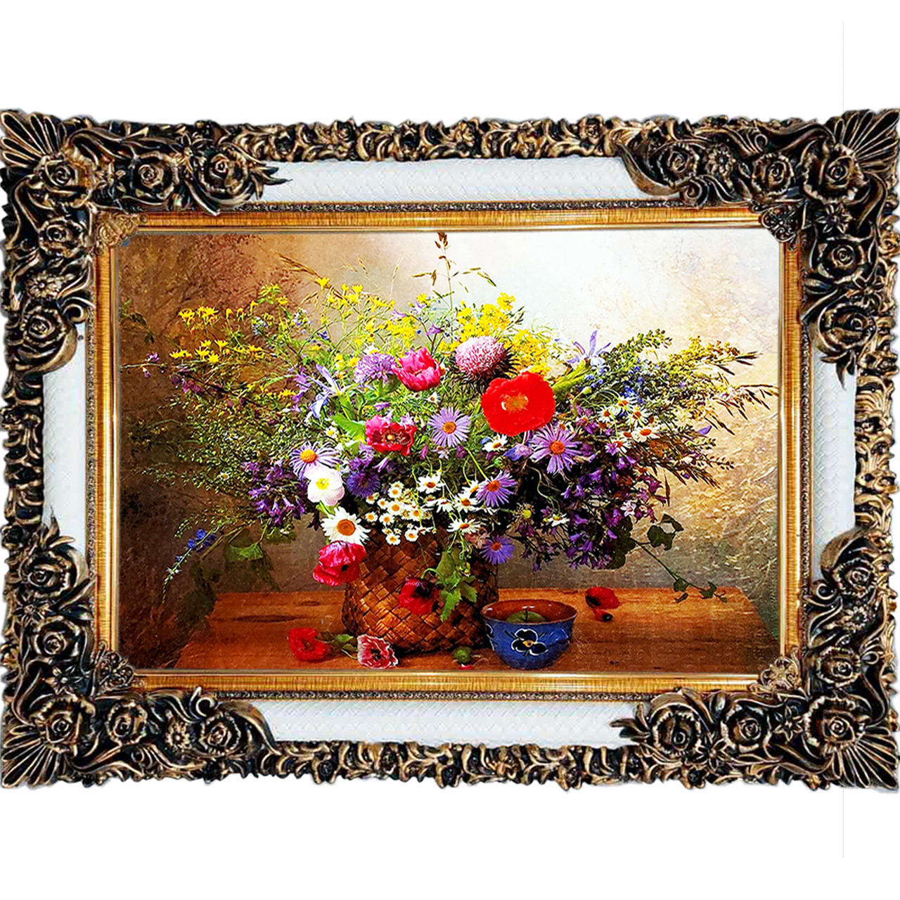 تابلو فرش چاپی طرح گل کد 12022 سایز 100×70 سانتی متری