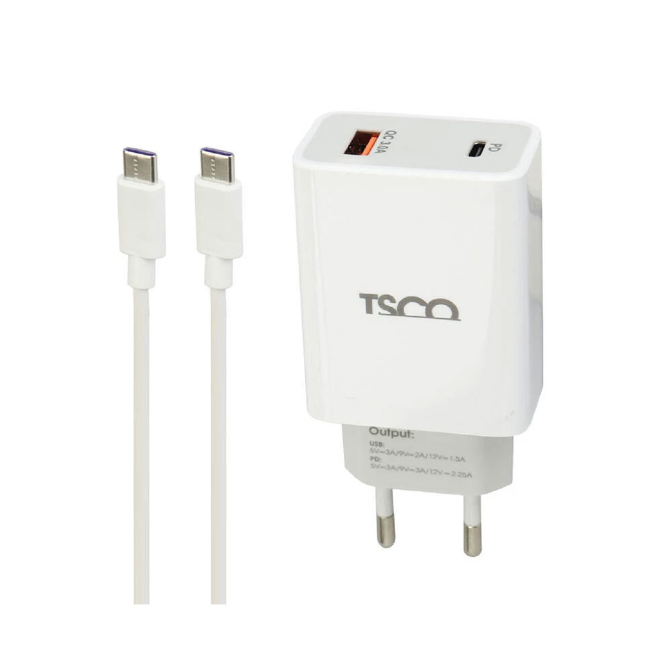 شارژر دیواری تسکو مدل TTC 60 به همراه کابل تبدیل USB-C