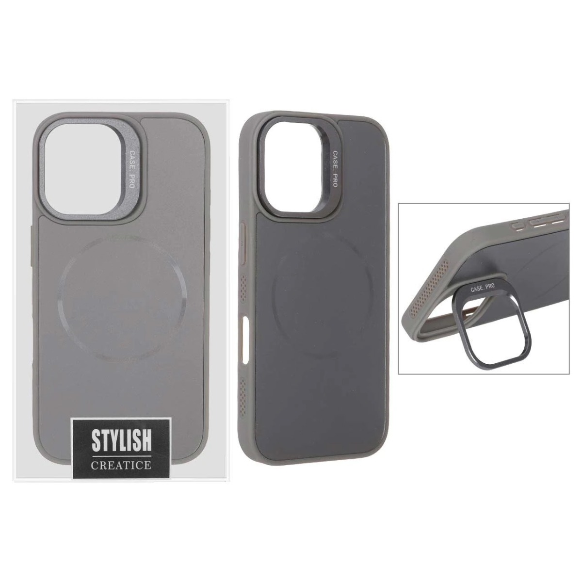 قاب اورجینال PVD Case Pro استندشو MagSafe مدل Apple iPhone 16 - خاکستری (پک دار)