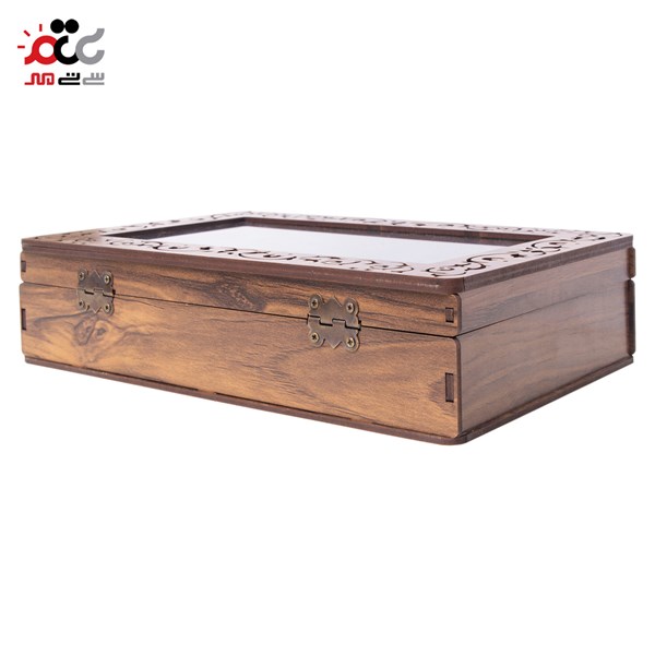باکس چای چوبی مدل مستطیل 5 خانه